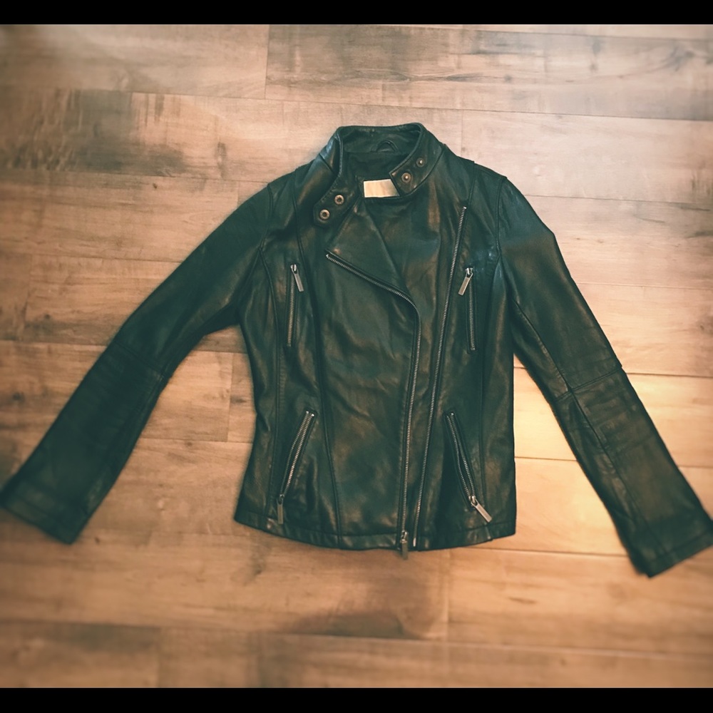 Michael Kors Moto Bomber Soft Leather Jacket XS